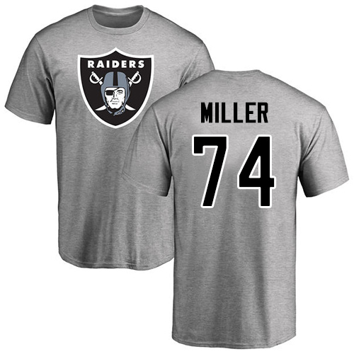 Men Oakland Raiders Ash Kolton Miller Name and Number Logo NFL Football #74 T Shirt